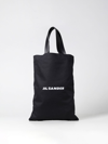 Jil Sander Logo Print Cotton-linen Blend Tote Bag In Black