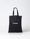 Jil Sander Black Tote Bag With Logo Print In Canvas Woman In Black