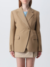 Burberry Woman Blazer Camel Size 6 Virgin Wool In Beige