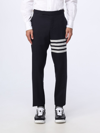 Thom Browne Cotton Chino Trousers In Blue
