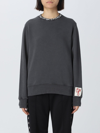 Golden Goose Golden W`s Regular Sweatshirt Distressed Cotton Jersey With Embroidery Clothing In Grey