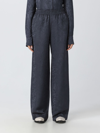 Golden Goose Journey Studded Satin-jacquard Wide-leg Pants In Blue