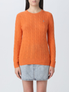 Polo Ralph Lauren Cable Knit Pullover With Ribbed Finish In Orange