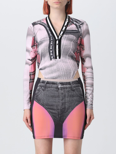 Y/project Pink Jean Paul Gaultier Edition Trompe L'oeil Cardigan Bodysuit In Multi-colored