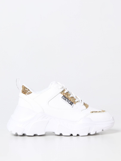 VERSACE JEANS COUTURE SNEAKERS IN LEATHER WITH GLITTER,E56506001