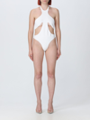 Mugler Solid Color Halterneck One-piece Swimsuit With Cut-out Detai In Multicolor