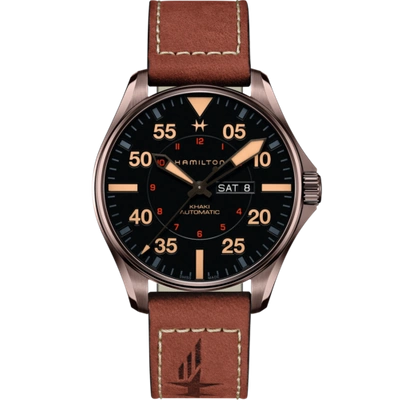 Pre-owned Hamilton Men's H64705531 Khaki Pilot 46mm Automatic Watch