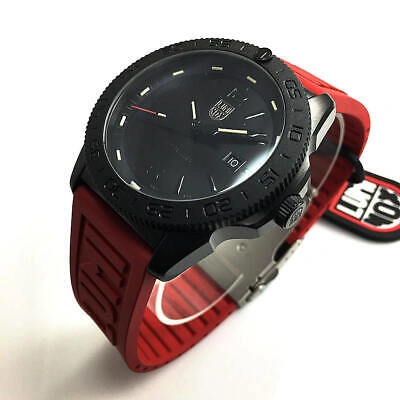 Pre-owned Luminox Men's  Pacific Diver Blackout Red Silicone Diver Watch 3121.bo.rf