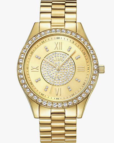 Pre-owned Jbw Women's J6303a Mondrian Diamond Watch Gold W Pave Diamond Face