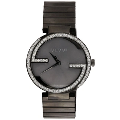 Pre-owned Gucci Interlocking Anthracite 42mm Gray Pvd Steel Ya133210 Diamond Watch 1.50 Ct In White