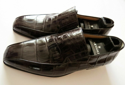 Pre-owned Artioli $5800  Brown Crocodile Alligator Leather Shoes Size 11 Us 44 Euro 10 Uk