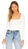 Superdown Sofia Square Neck Top In White