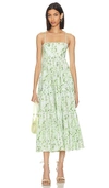 Cinq À Sept Cinq A Sept Monochromatic Floral Tiered Midi Dress In Green