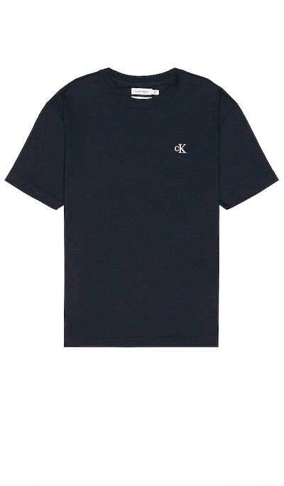 Calvin Klein Archive Logo Relaxed Short Sleeve Tee In Navy