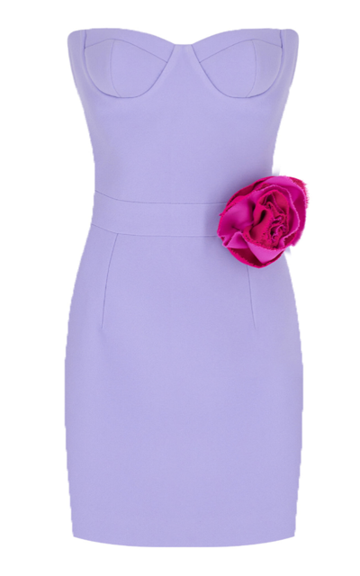 The New Arrivals Ilkyaz Ozel Monique Rose-detailed Bustier Mini Dress In Purple