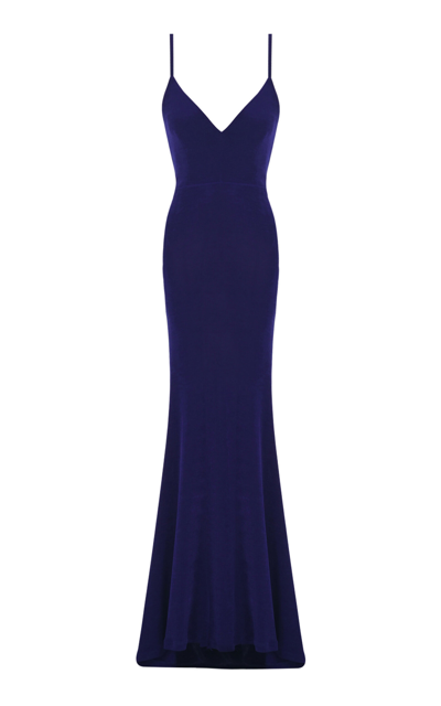 The New Arrivals Ilkyaz Ozel Pfeiffer Backless Gown In Blue