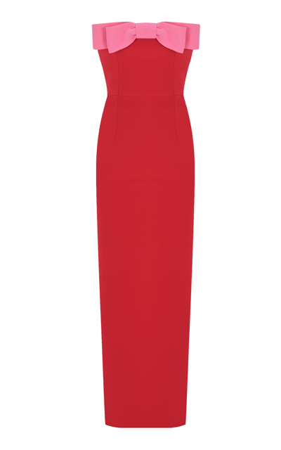 The New Arrivals Ilkyaz Ozel Eléa Bow-detailed Strapless Dress In Red