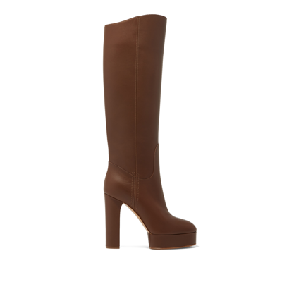 Casadei Betty Leather - Woman High Boots Rum 38