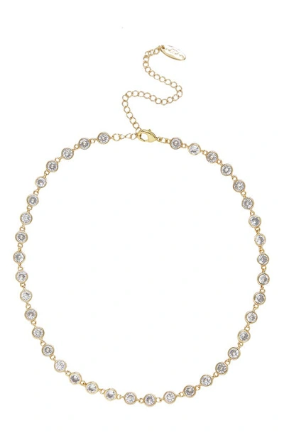 Ettika Cubic Zirconia Bezel Necklace In Gold