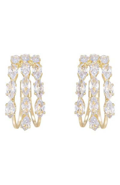 ETTIKA ETTIKA CRYSTAL HUGGIE HOOP EARRINGS
