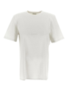 Saint Laurent Logo-patch Crewneck T-shirt In Beige
