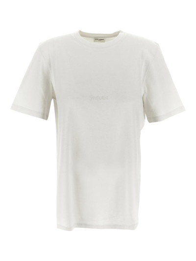Saint Laurent Oversized Cotton T-shirt In Beige