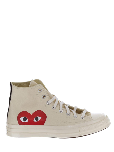 Comme Des Garçons Play Off-white Converse Edition Chuck 70 Hi Sneakers In Cream