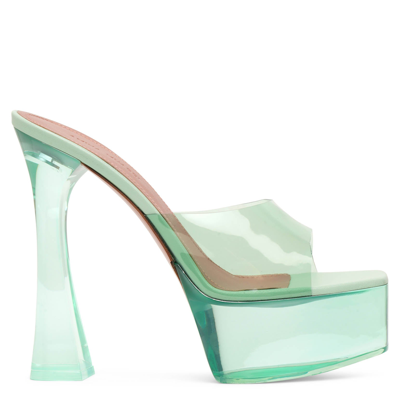 Amina Muaddi Dalida Pvc Platform Mules In Green