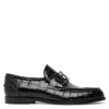 CHRISTIAN LOUBOUTIN CL MOC FLAT EMBOSSED BLACK LEATHER LOAFERS