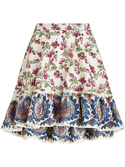 Etro Ruffled Mini Skirt In White