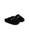 KARL LAGERFELD LOGO-EMBROIDERED FAUX-FUR SLIPPERS