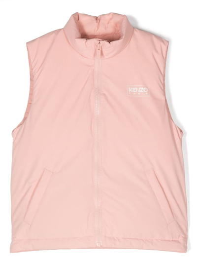 Kenzo Kids' Logo-print Sleeveless Padded Gilet In Pink