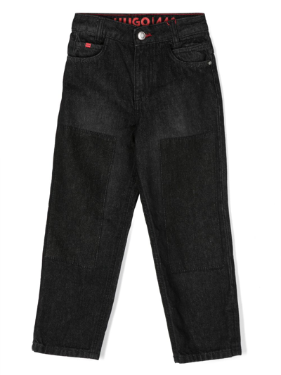 Hugo Kids' Straight-leg Cotton Jeans In Black