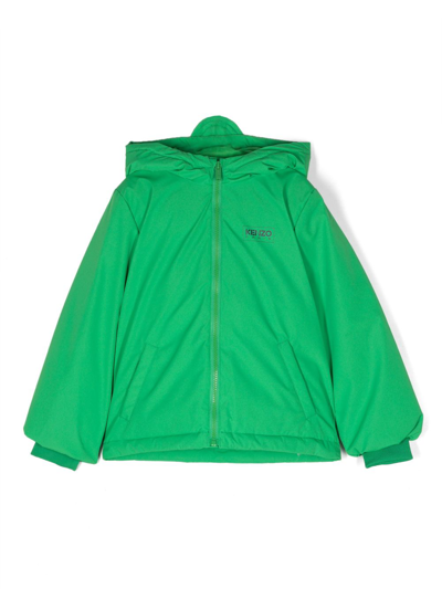 Kenzo Kids' Logo-print Padded Jacket In Green