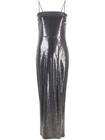 Rotate Birger Christensen Rotate Maxi Length Spaghetti Strap Dress With Square Neck In Brown