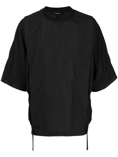 Songzio Layered Ruched Cotton T-shirt In Black