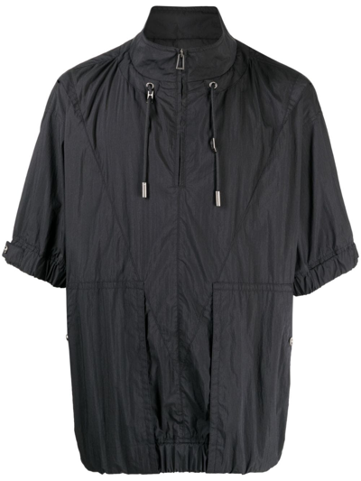 Songzio Short-sleeved Drawstring Lightweight Jacket In Black