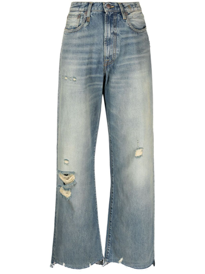 R13 Darcy Loose Jean With Rips In Light Blue