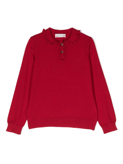 Bonpoint Kids' Ruffle-collar Jumper In Red
