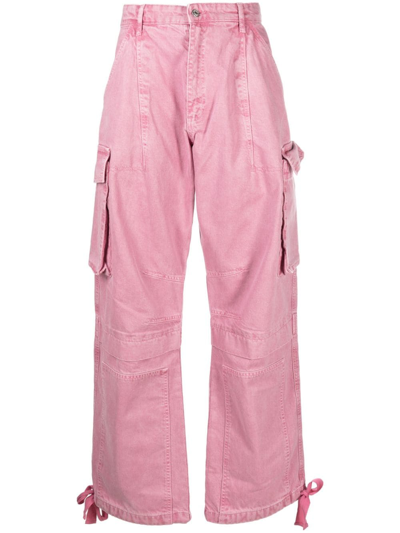 Moschino Wide-leg Drill Cargo Jeans In Pink