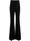 Roberto Cavalli High-waist Flared Wool Trousers In Black