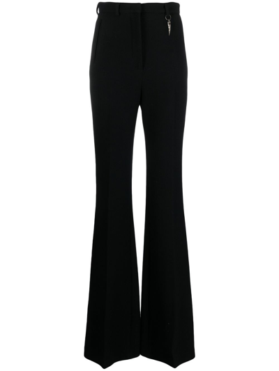 Roberto Cavalli High-waist Flared Wool Trousers In Black