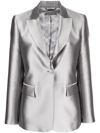 Alberta Ferretti Womens Grey Mikado Single-breasted Silk-blend Blazer In Grigio