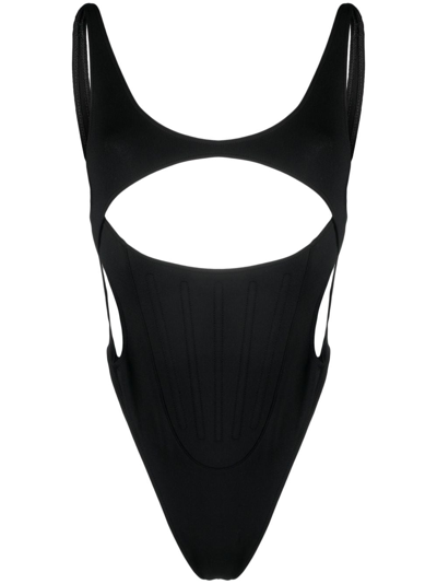 Mugler Cut-out Scoop-neck Body In Black