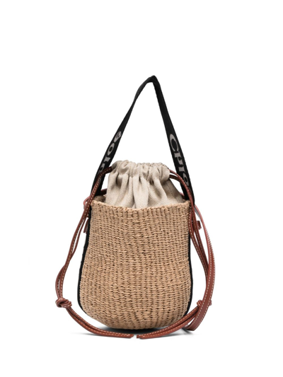 Chloé Woody Small Basket Bucket Bag In 089 Pastel Grey