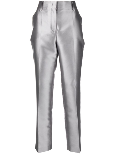 Alberta Ferretti Women's Straight-leg Mikado Trousers In Grey