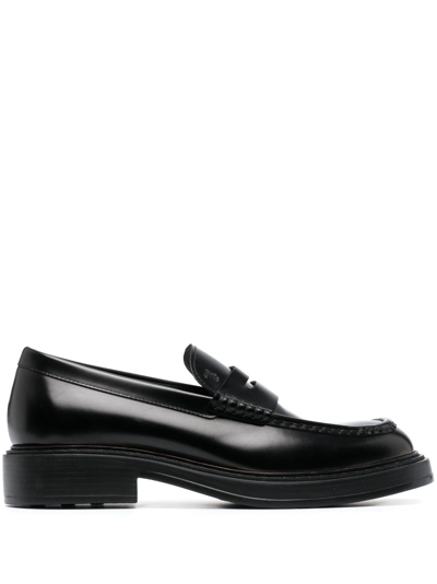 Tod's Penny-slot Leather Loafers In Black