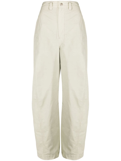Lemaire Cotton Straight-leg Trousers In Green