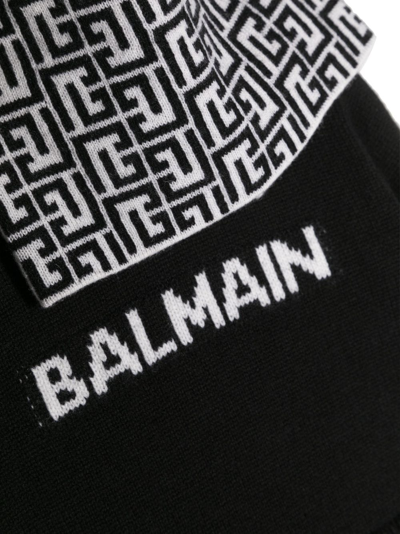 Balmain Monogram-pattern Knitted Babygrow Set In Black