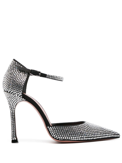 Amina Muaddi 105mm Crystal-embellished Pumps In Black